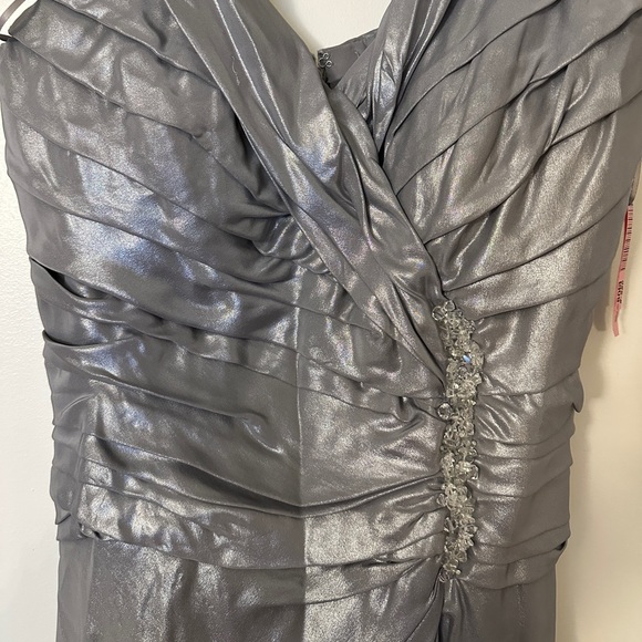 RENE RUIZ custom made silver gown with built in bustier - Picture 1 of 2